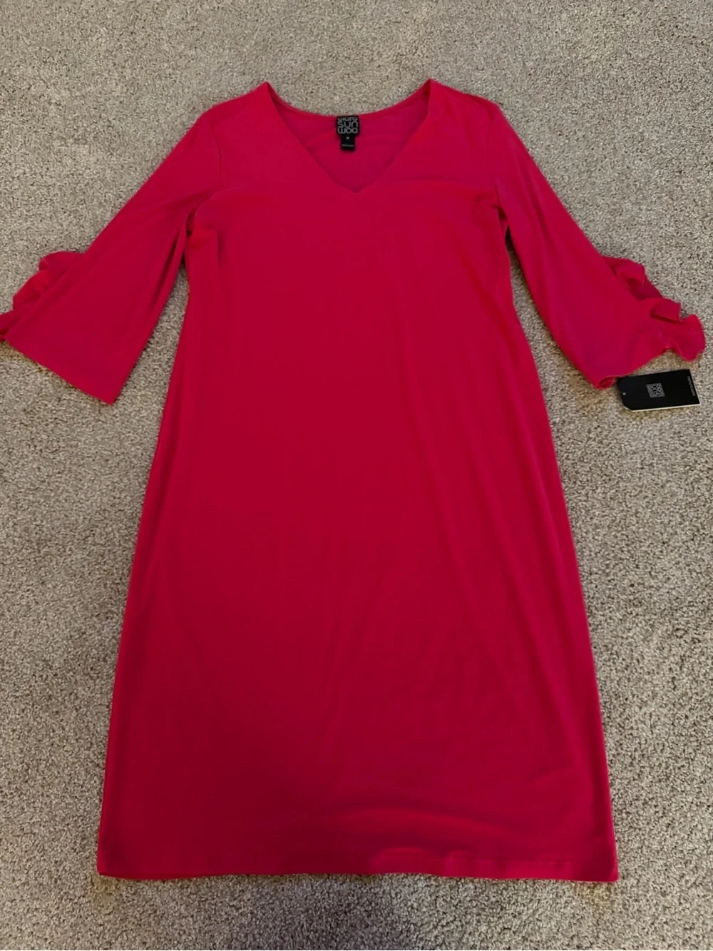 Clara Sun Woo Pink Ruffle Sleeve dress size M NWT